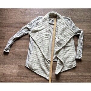 Lucky Brand Sweater Womens Sz Large Gray Wool Cardigan Long Sleeve W/ Pockets
